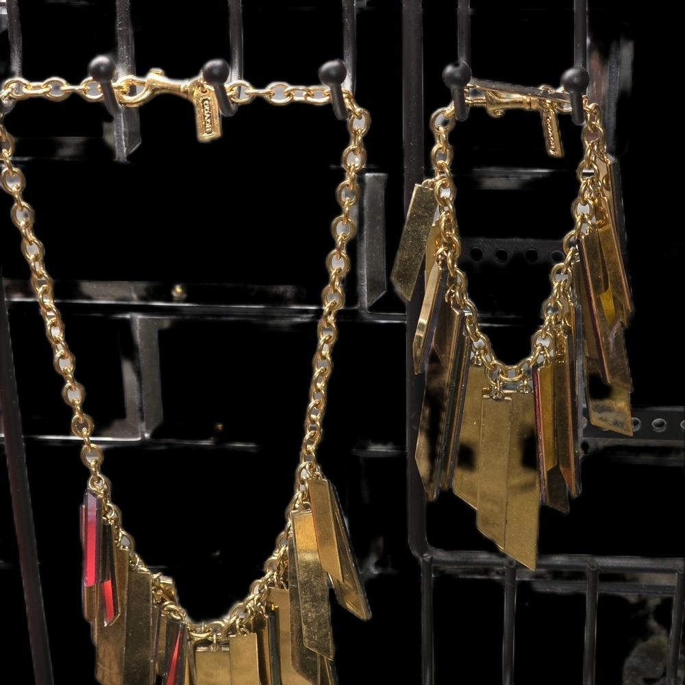 Coach Gold and Mirrored Brass Necklace/Bracelet Set